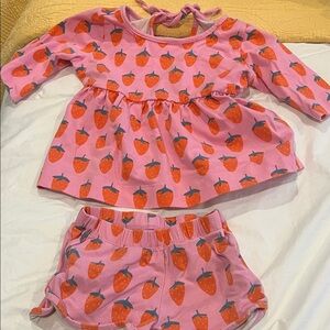 Sweet Strawberry Print Kids Set
